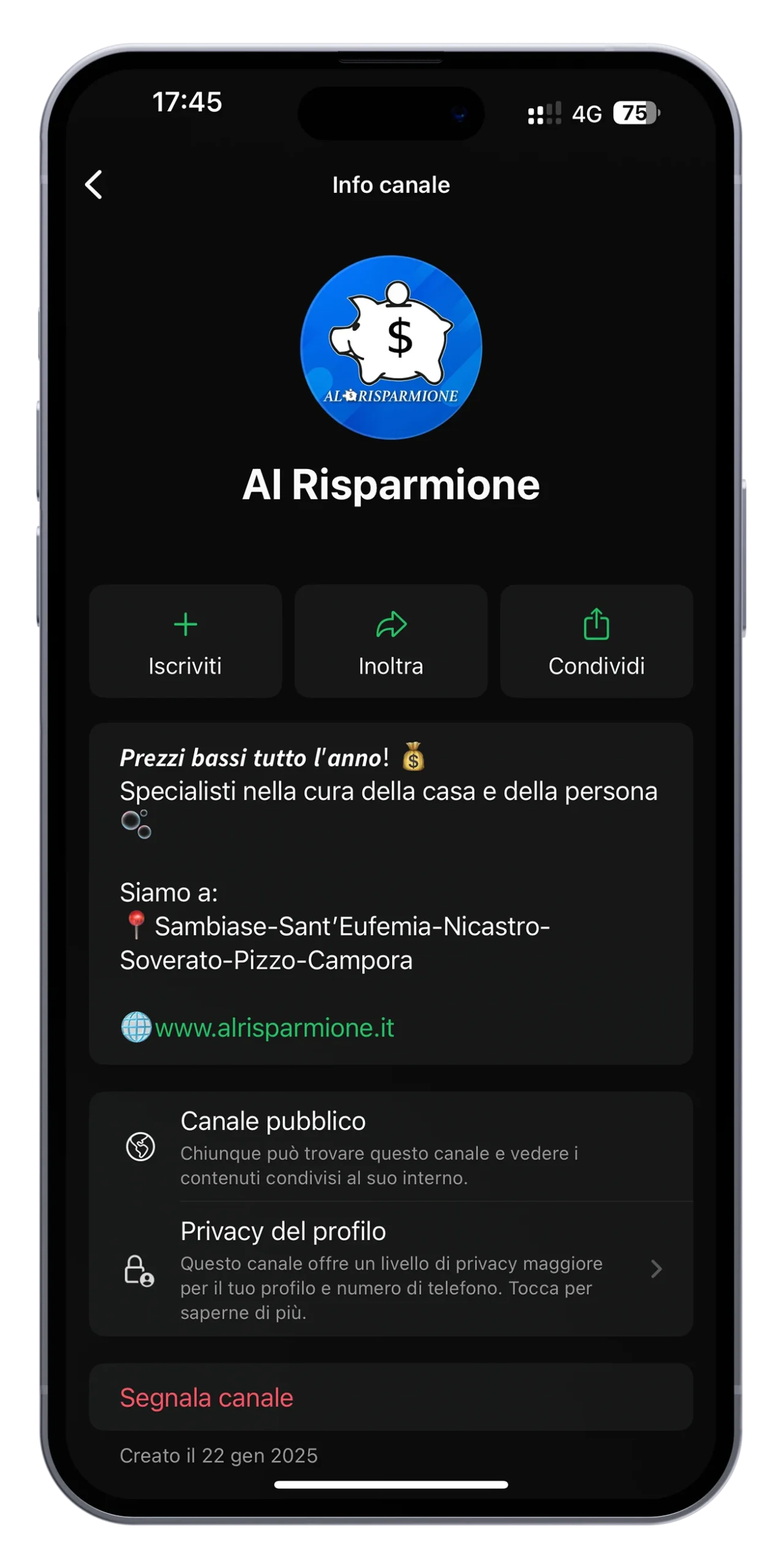 Canale WhatsApp di Al Risparmione